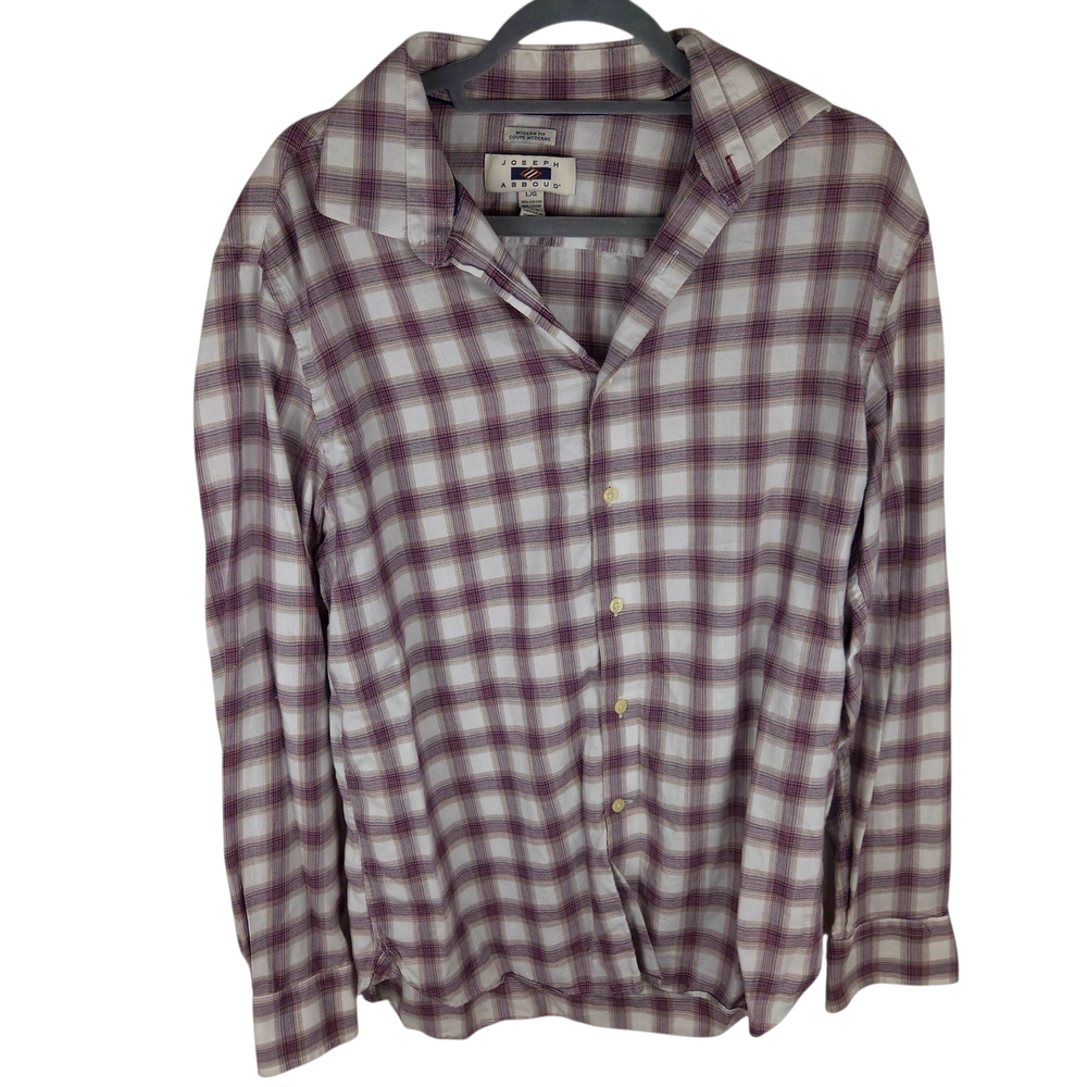 Joseph Abboud Purple and White Plaid Shirt